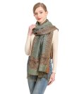 (image for) Border Patterned Pashmina Dark Sea Green