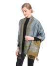 (image for) Border Patterned Pashmina label Light Steel Blue