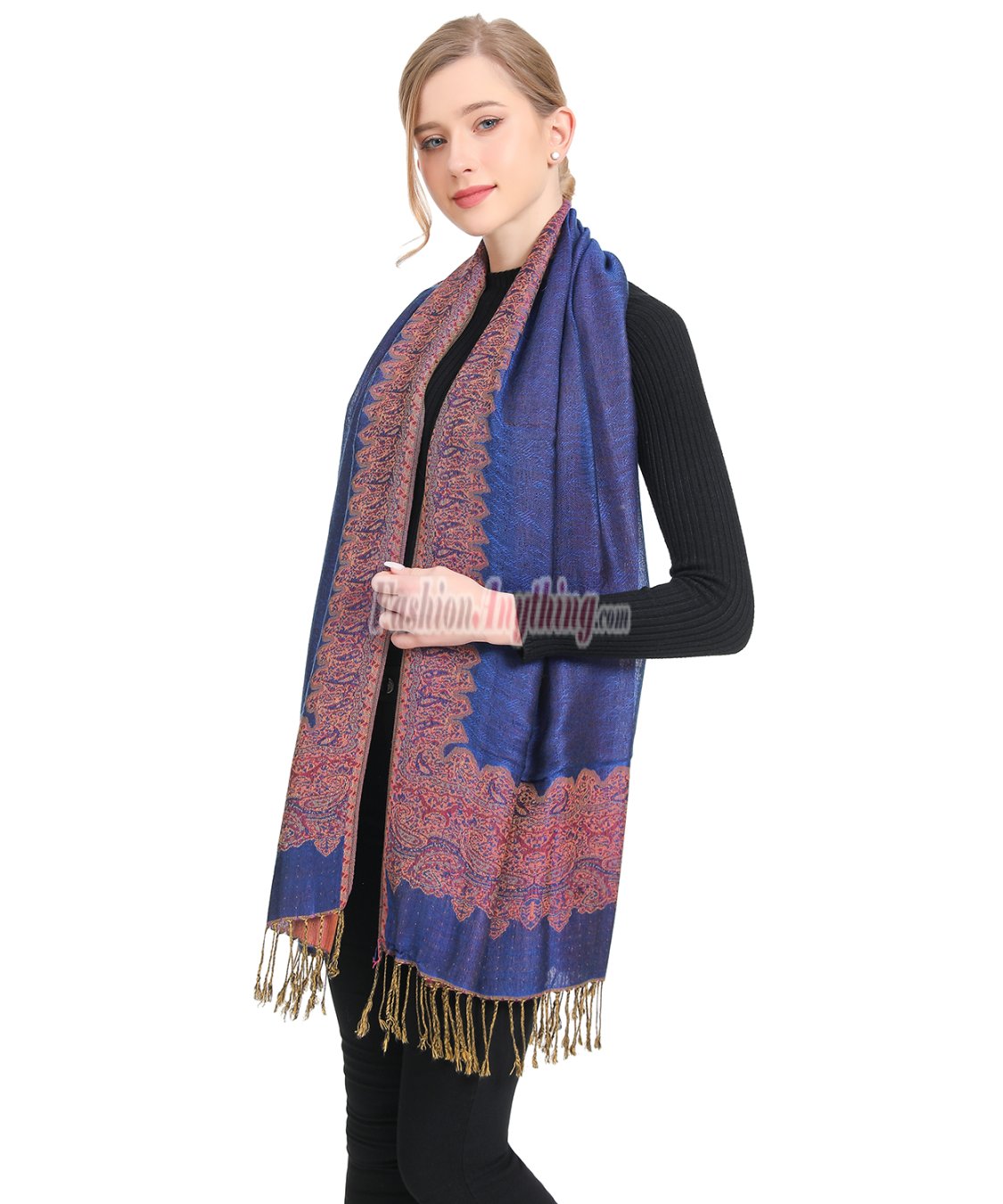 (image for) Border Patterned Pashmina Label Blue