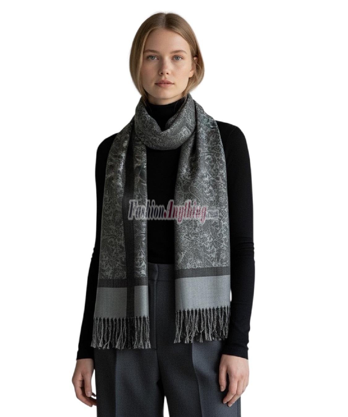 (image for) Paisley Jacquard Pashmina Dark Grey