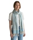 Paisley Jacquard Pashmina Light Tan /Light Blue