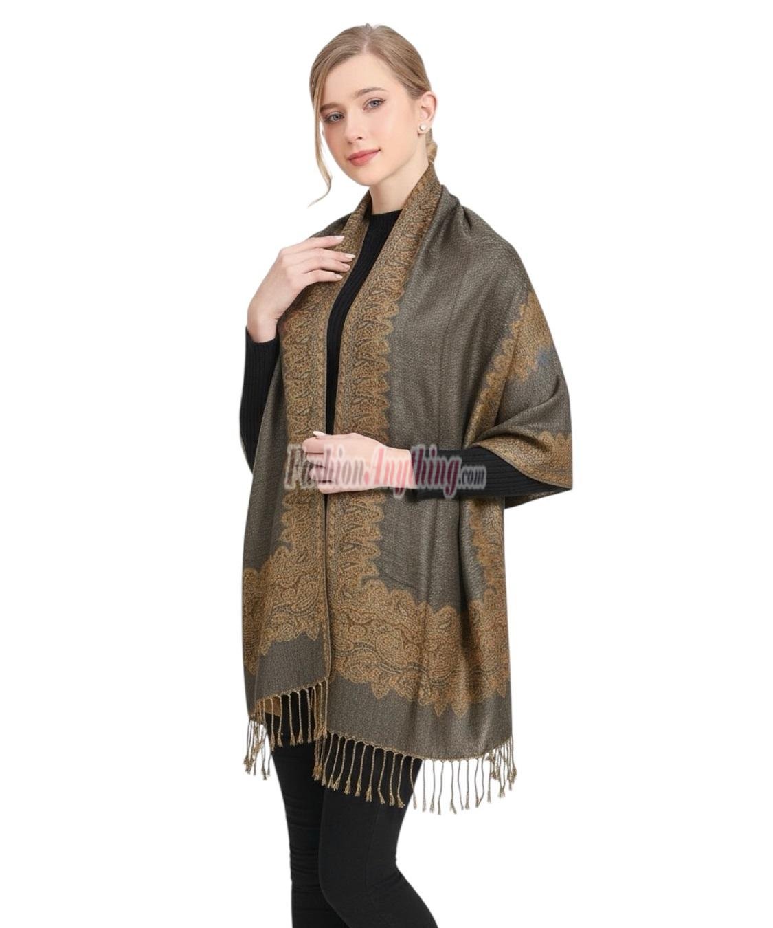 (image for) Border Patterned Pashmina Pale Goldenrod