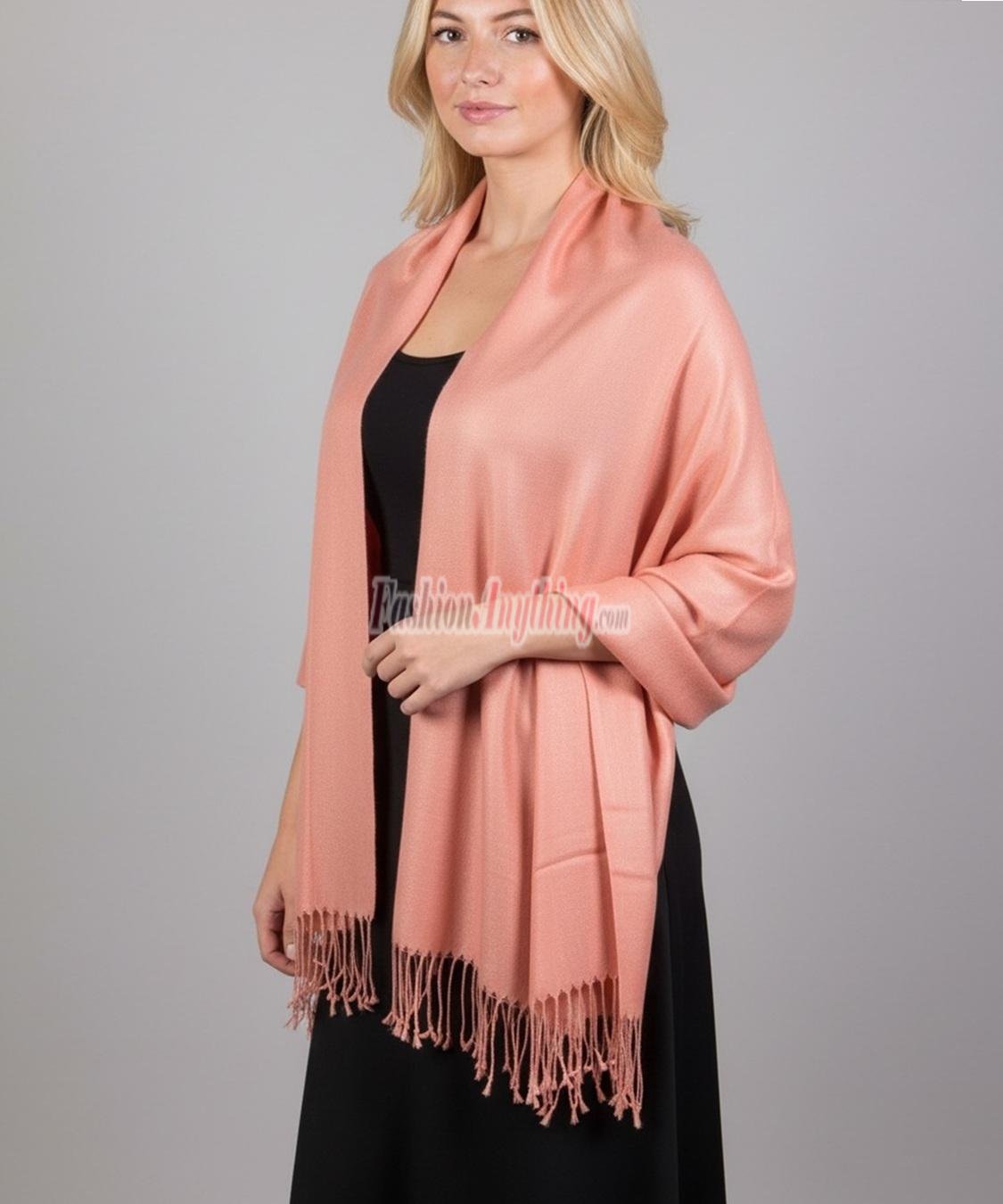 (image for) Silky Soft Solid Pashmina Scarf Coral