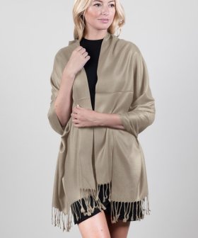Silky Soft Solid Pashmina Scarf Light Taupe