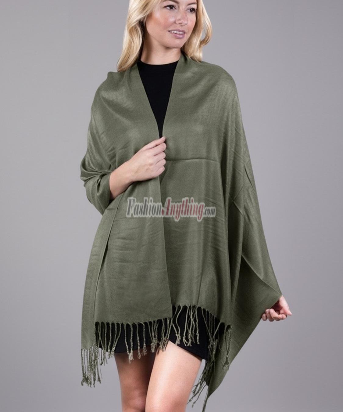 (image for) Silky Soft Solid Pashmina Scarf Army Green