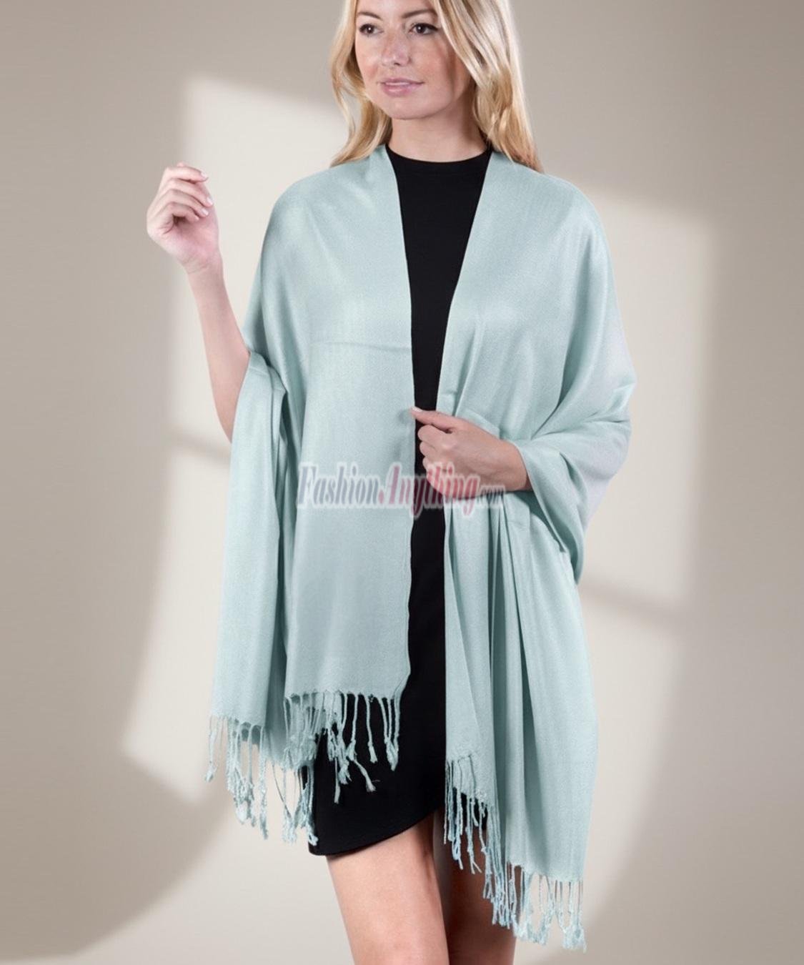 (image for) Silky Soft Solid Pashmina Scarf Powder Blue
