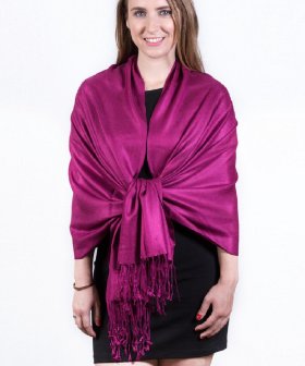 Silky Soft Solid Pashmina Scarf Plum Berry