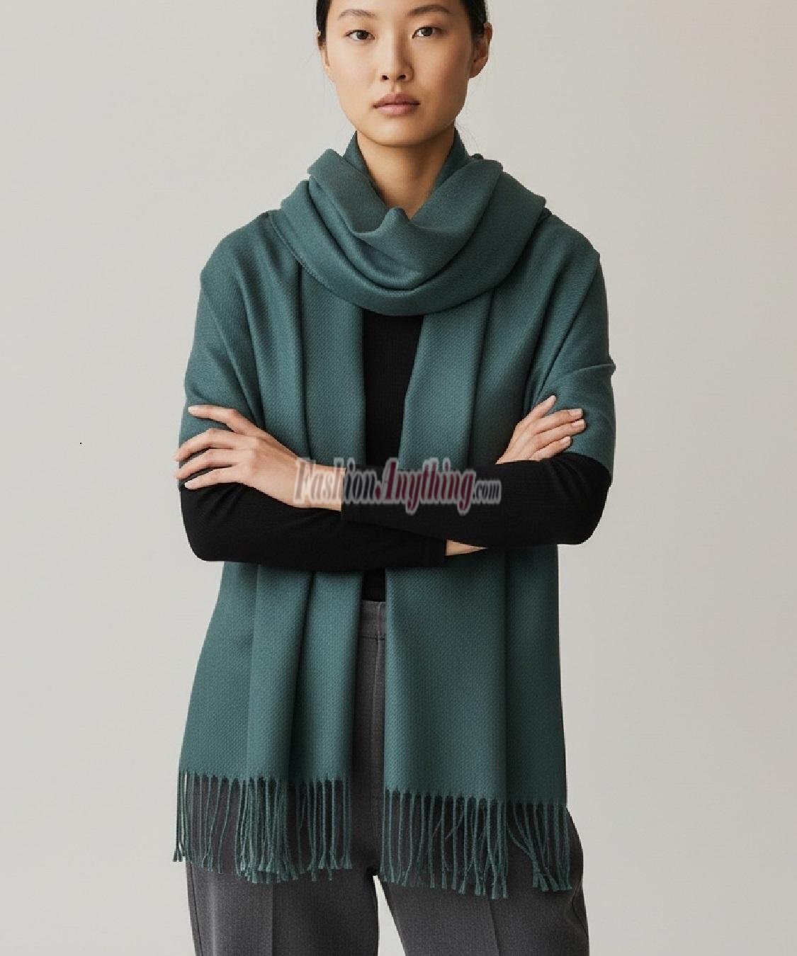 (image for) Silky Soft Solid Pashmina Scarf Cushing Green