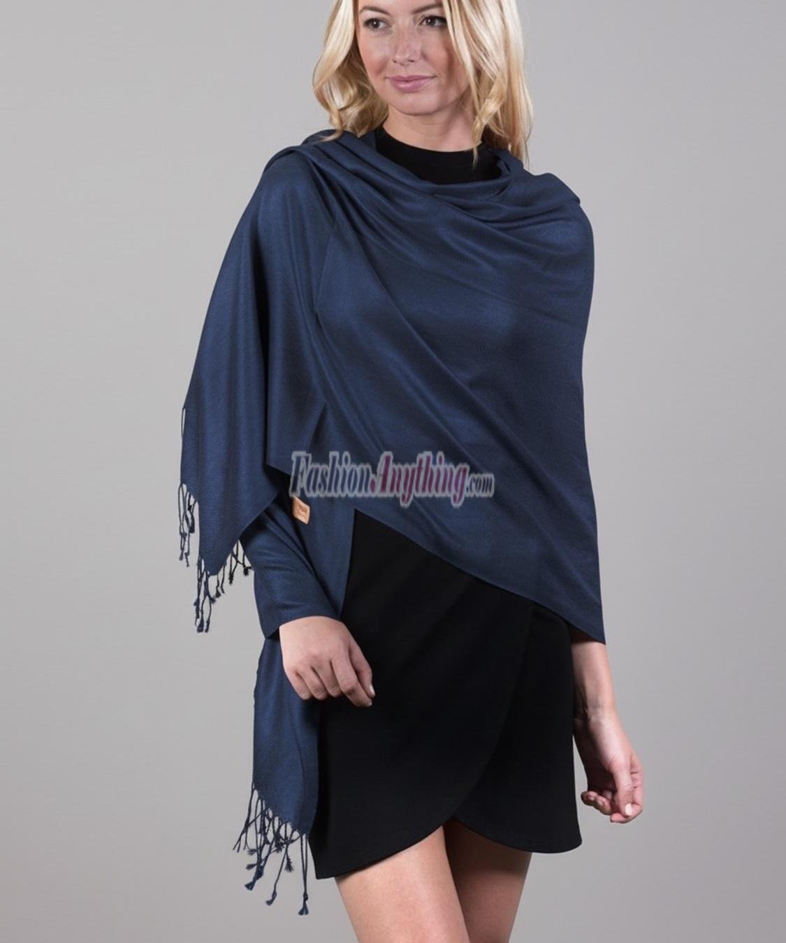 (image for) Navy Blue Solid Pashmina Scarf