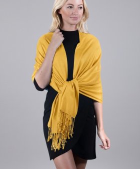 Silky Soft Solid Pashmina Scarf Golden Yellow