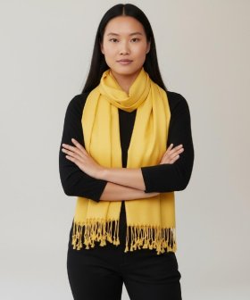 Golden Yellow Solid Pashmina Label Scarf