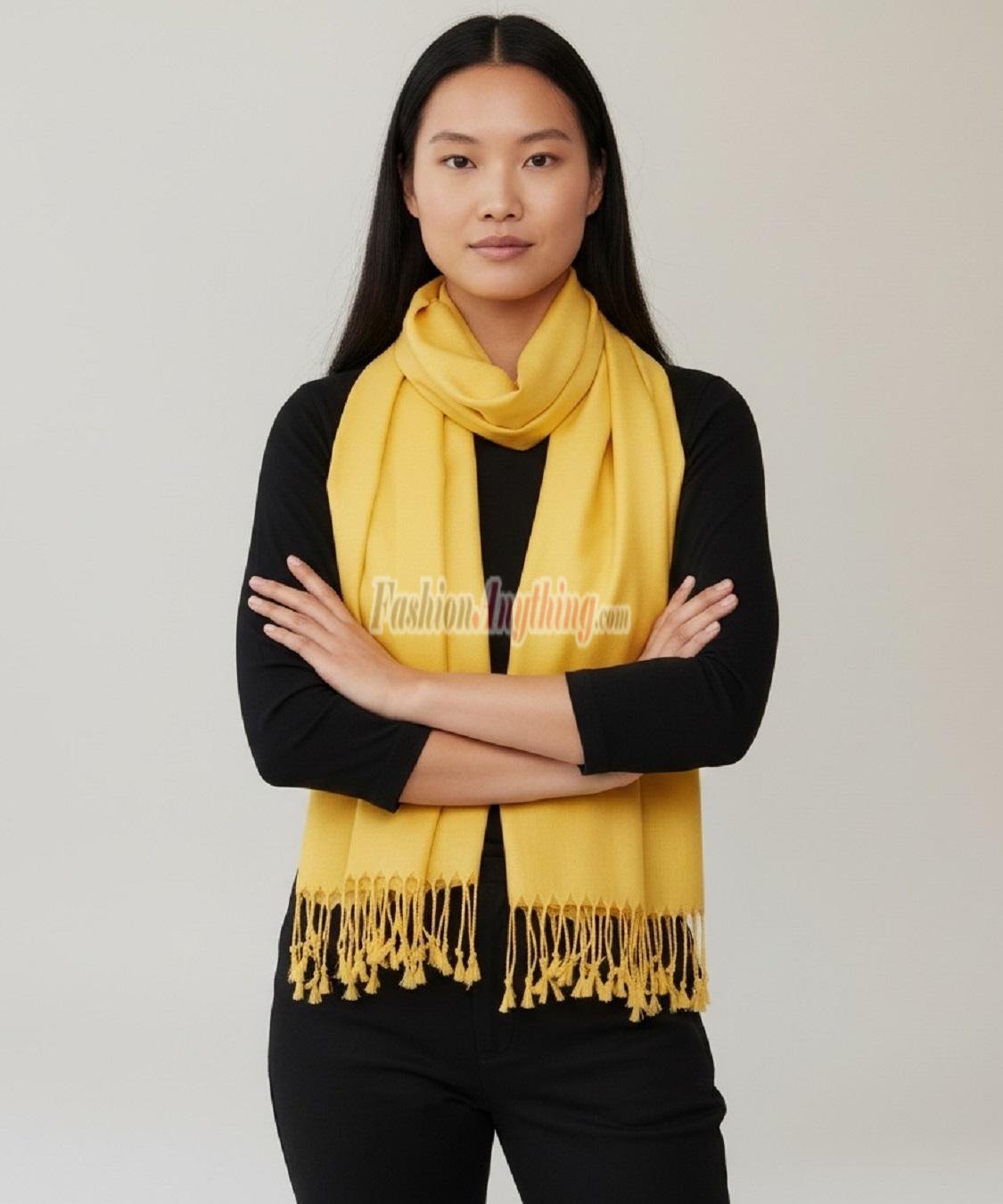(image for) Golden Yellow Solid Pashmina Label Scarf