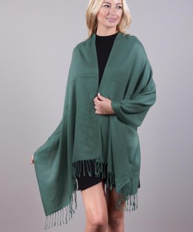 Silky Soft Solid Pashmina Scarf Cushing Green