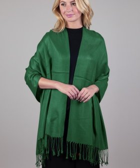 Silky Soft Solid Pashmina Scarf Dark Green