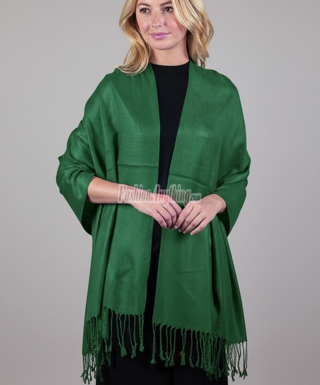 (image for) Silky Soft Solid Pashmina Scarf Dark Green