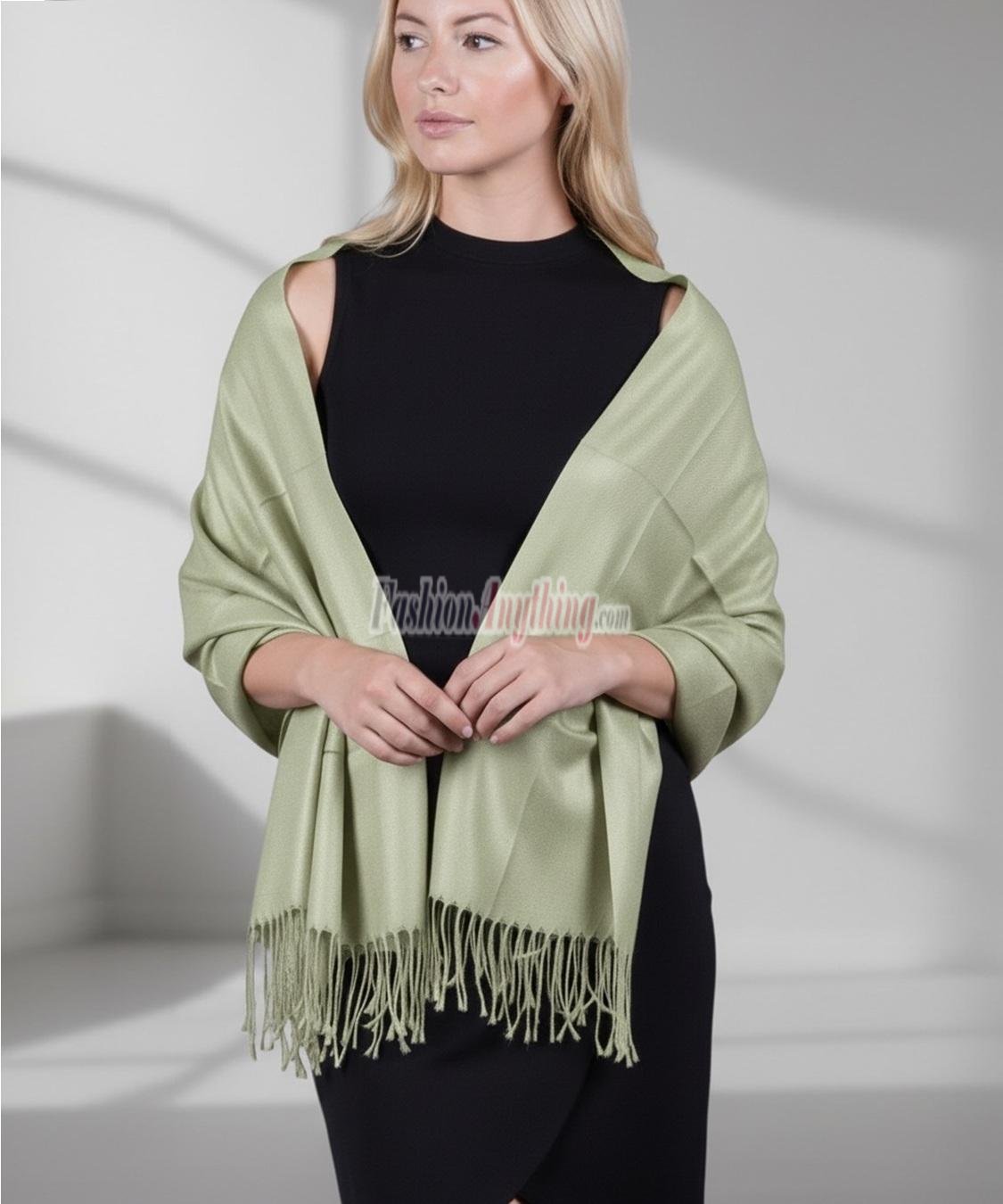 (image for) Silky Soft Solid Pashmina Scarf Sage Green
