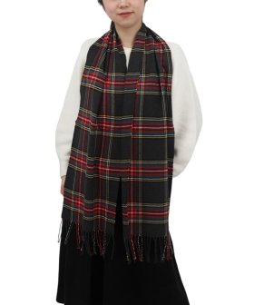 (image for) Cashmere Feel Pattern Scarf C131 Grey/Red