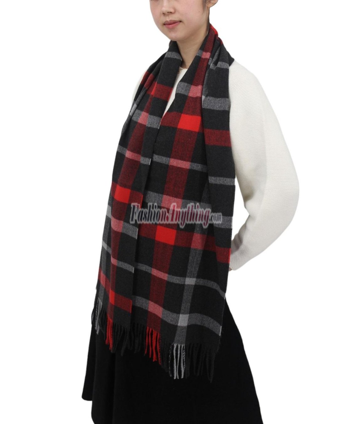 (image for) Cashmere Feel Classic Scarf Bk/Red