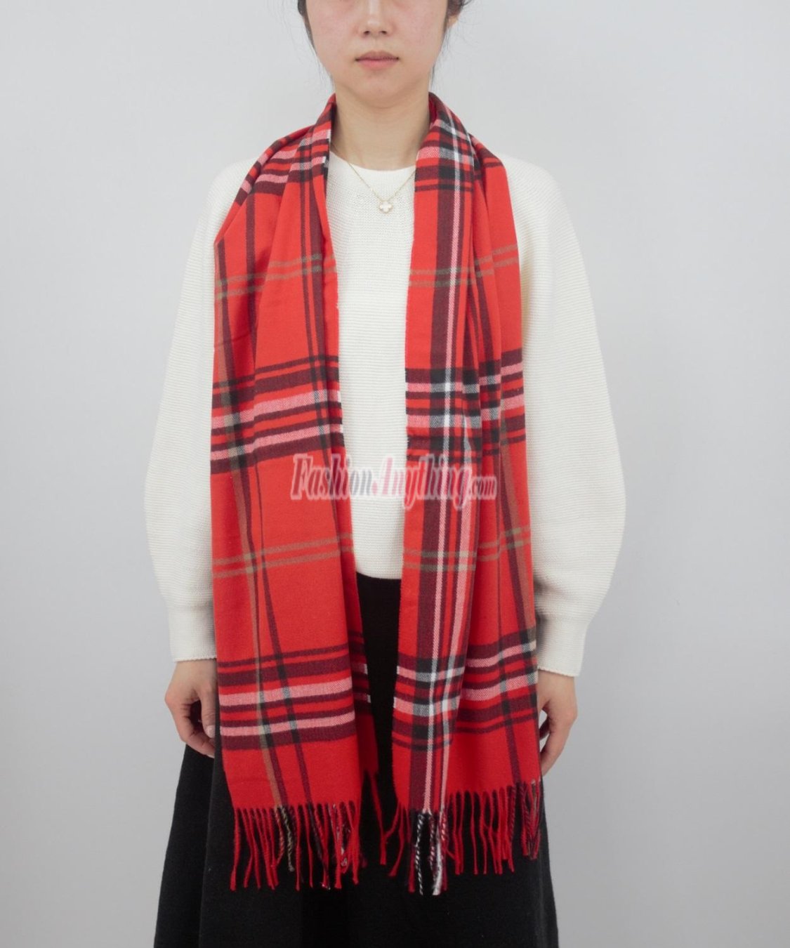 (image for) Cashmere Feel Classic Scarf Red/Black