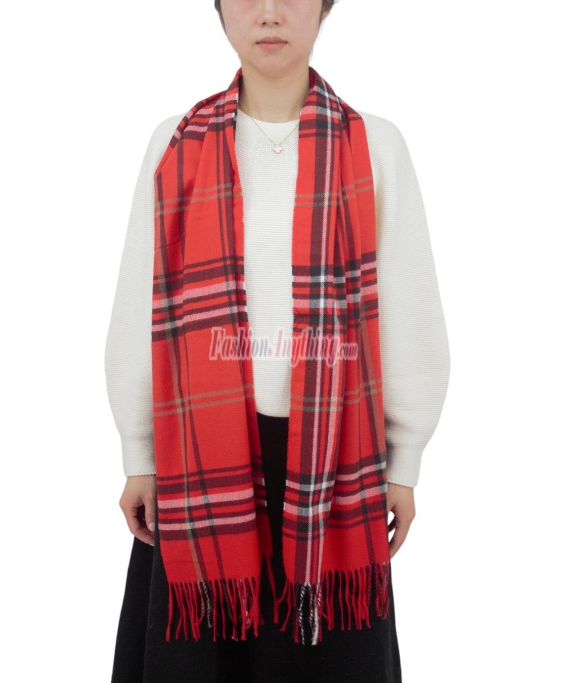 (image for) Cashmere Feel Classic Scarf 18-4 Red/Black