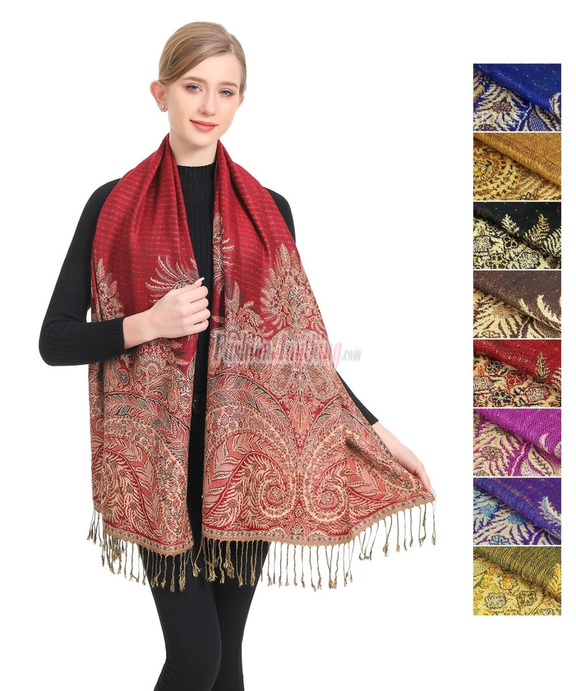 (image for) Pashmina w/ Big Paisley Thicker FA036Mix (1 DZ, Asst.)