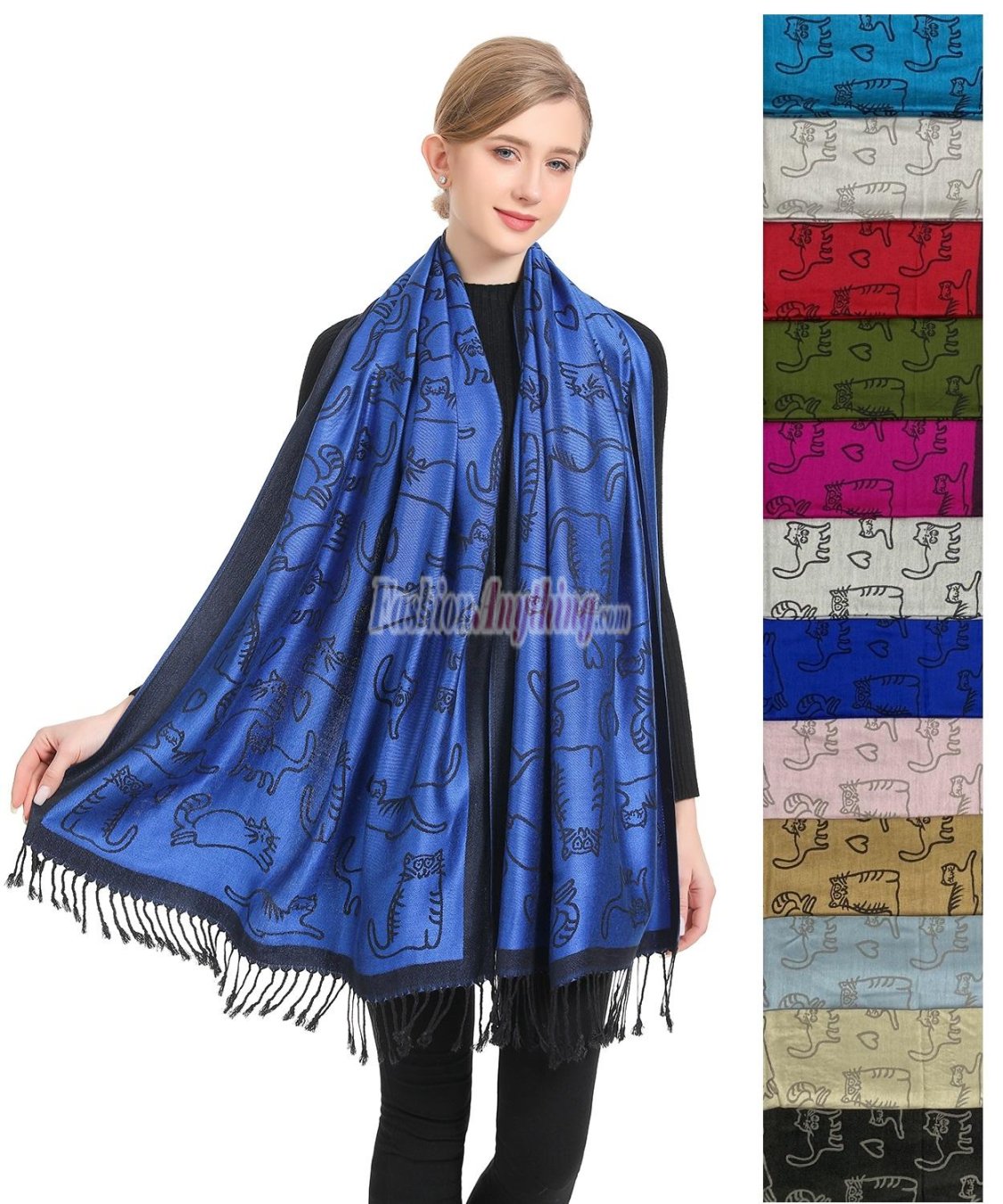 (image for) Fantastic Cat Print Pashmina 1 DZ, Asst. Color