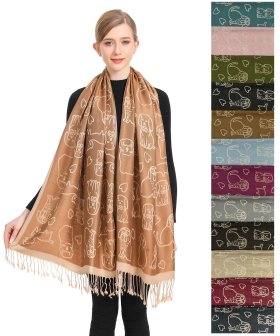 Cut Puppy Pattern Pashmina 1 DZ, Asst. Color