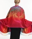 (image for) Rainbow Peacock Feather Pashmina Burgundy