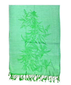 Marijuana leaves Pattern Pashmina Mint Green
