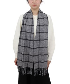 (image for) Cashmere Feel Pattern Scarf Black/White