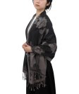 (image for) Rose & Leaf Pashmina Grey/Black