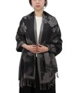 (image for) Rose & Leaf Pashmina Grey/Black