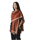 (image for) Reversible Border Cashmere Shawl Rust Red