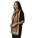 (image for) Reversible Border Cashmere Shawl Camel