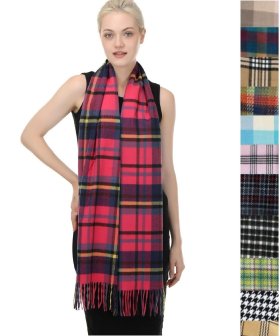 Woven Cashmere Feel Plaid Scarf FACS88 (1 DZ, Asst. )