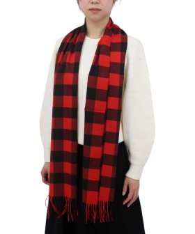 (image for) Cashmere Feel Pattern Scarf Black/Red