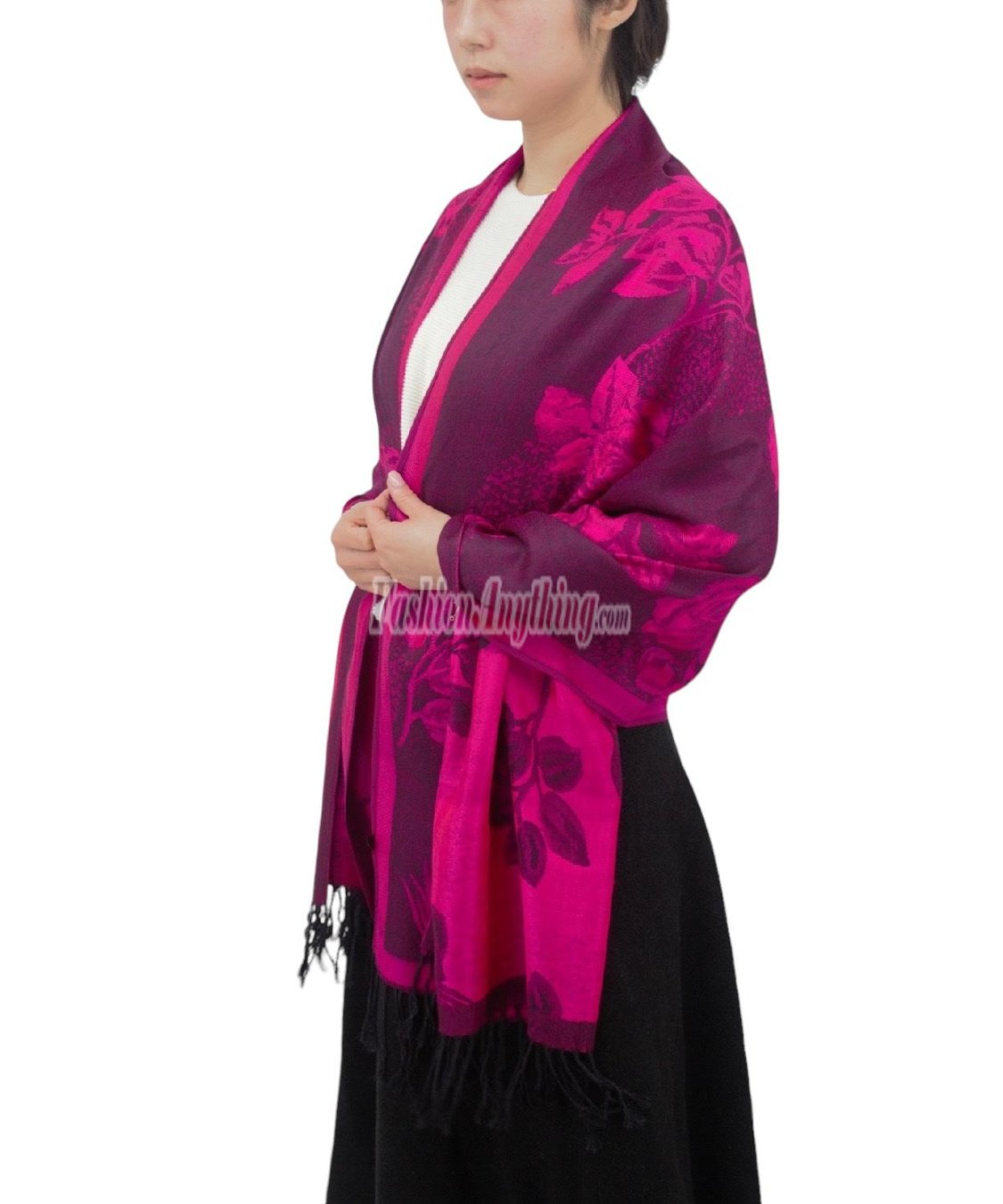 (image for) Rose & Leaf Pashmina Fuschia