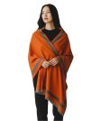 (image for) Reversible Border Cashmere Shawl Orange