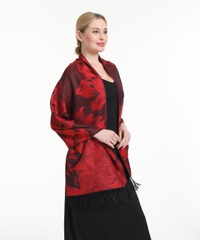Peony Pattern Pashmina Red
