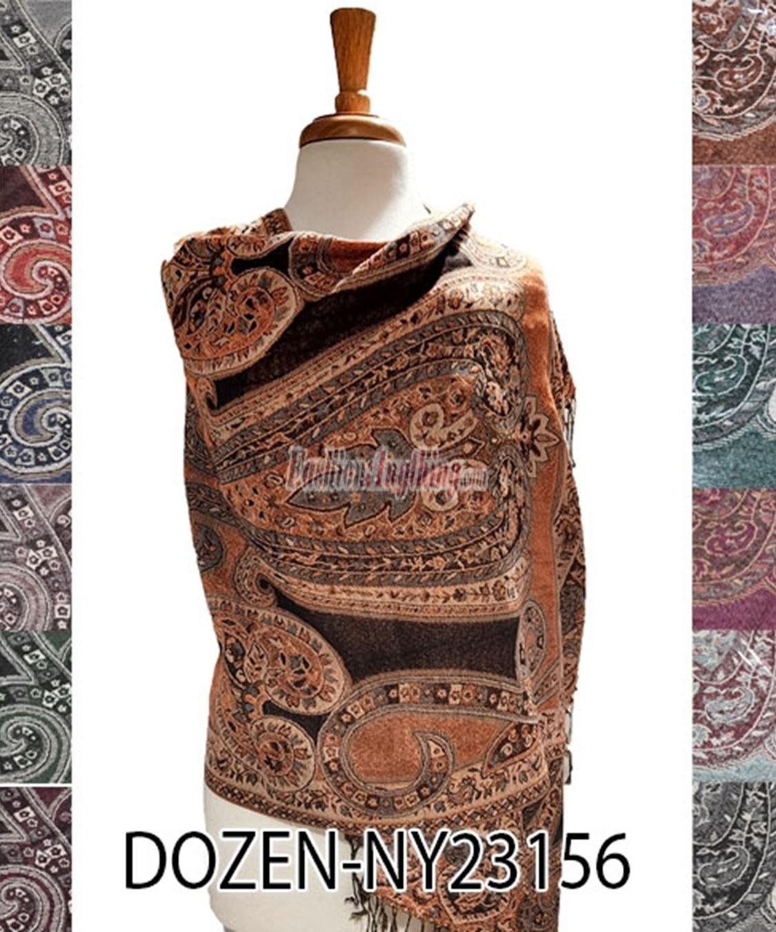 (image for) Floral Paisley Pashmina NY23156 1 DZ, Asst. Color