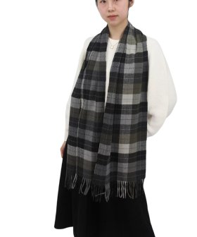 (image for) Cashmere Feel Plaid Scarf Grey