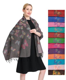 Charming Butterfly Pattern Pashmina (12 COLORS, 1DZ)