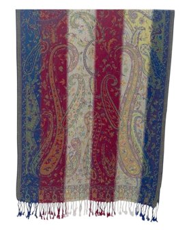 Rainbow Paisley Pashmina White
