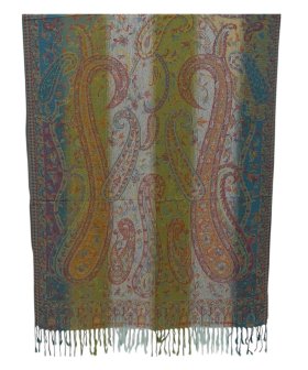 Rainbow Paisley Pashmina Green