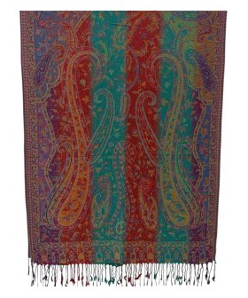 Rainbow Paisley Pashmina Turquoise