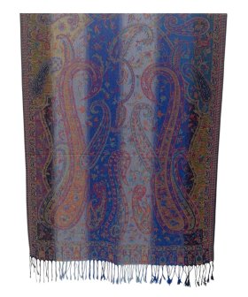 Rainbow Paisley Pashmina Light Blue