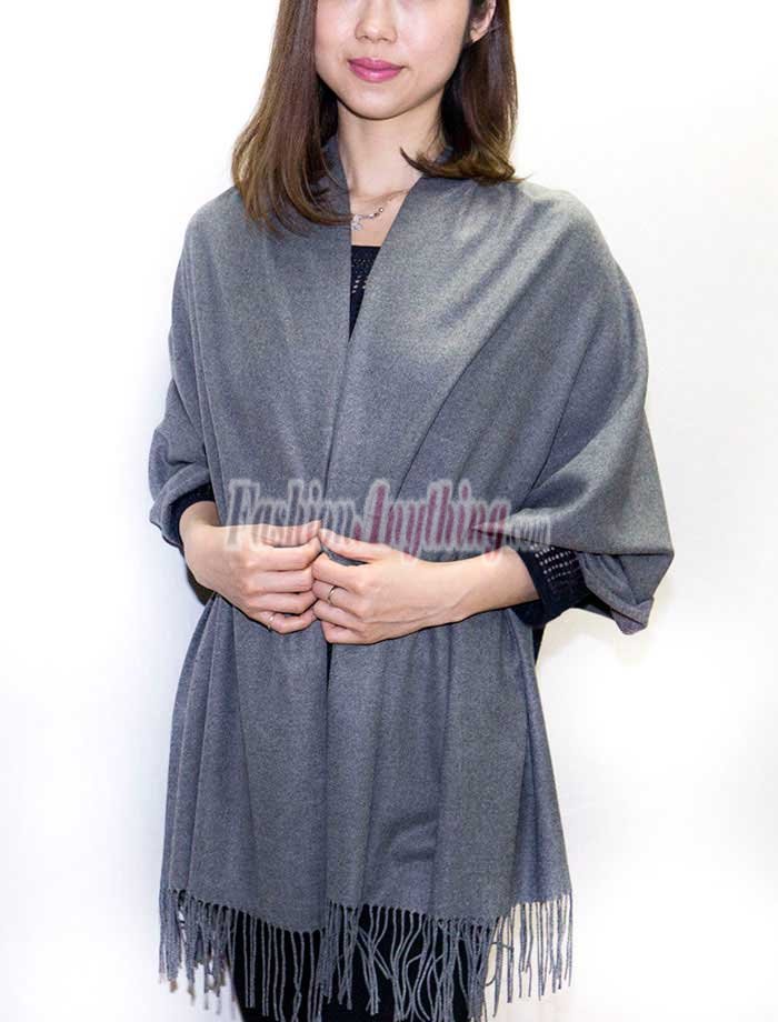 (image for) Grey/White Premium Thick Pashmina