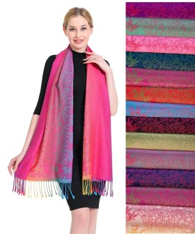 Rainbow Elephant Pattern Pashmina 1dz (12 pieces) Assorted