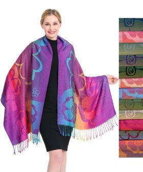 Rainbow Daisy Flower Pashmina 1 DZ, Asst. Color