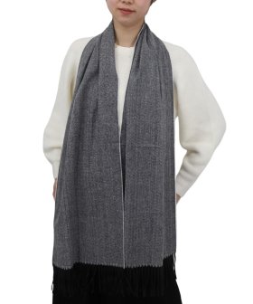 (image for) Woven Cashmere Feel Plaid Scarf Dark Grey